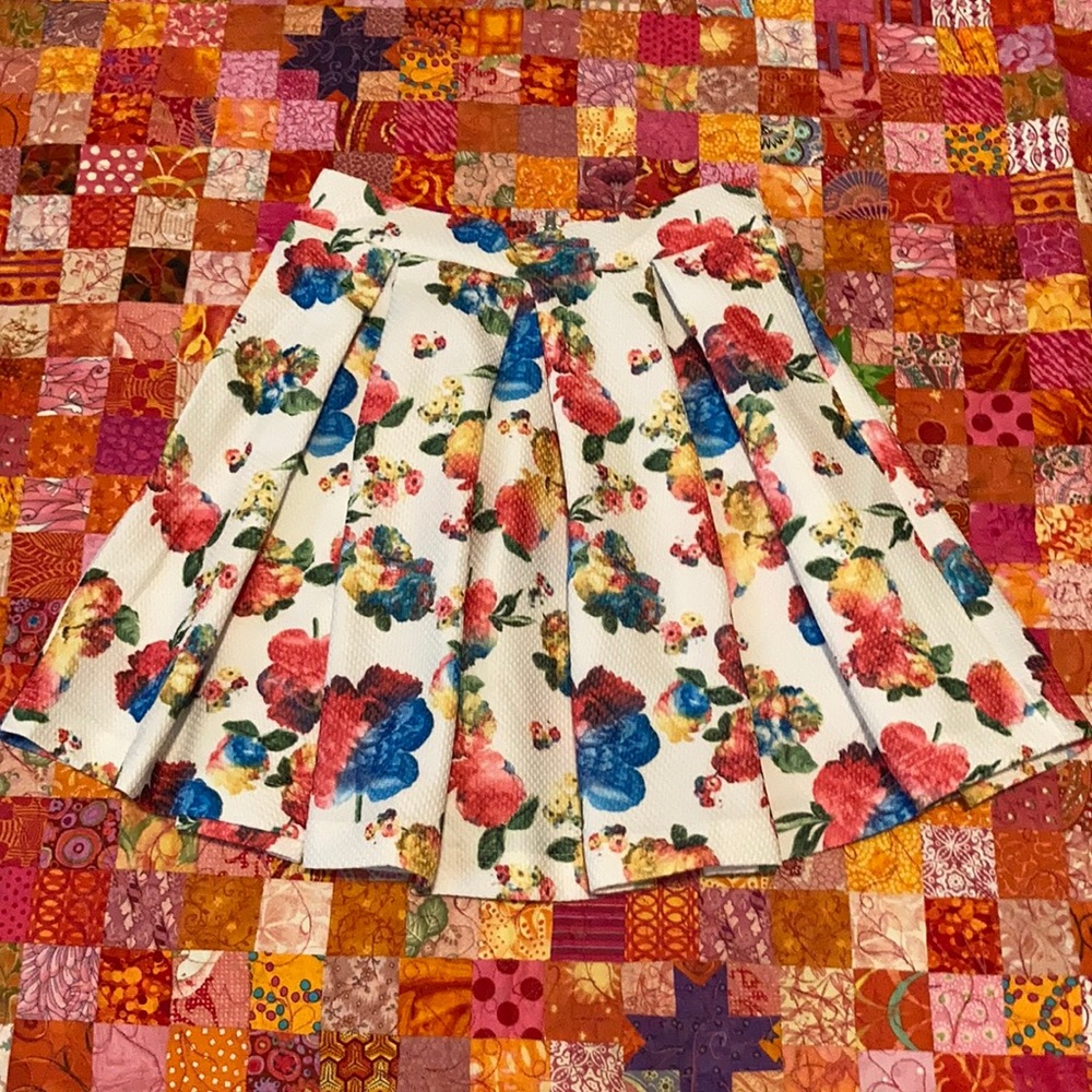 Springtime floral pleated circle skirt